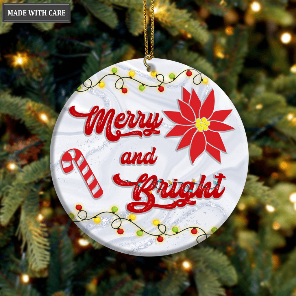 Christmas Light Floral Candy Merry And Bright Ornament