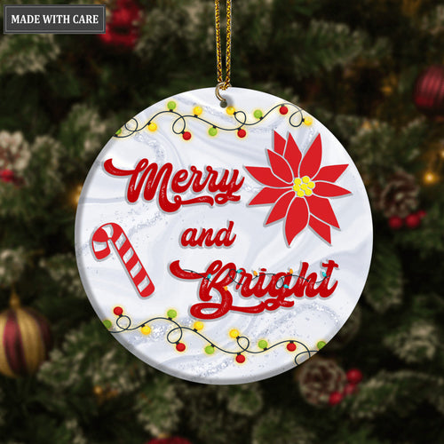 Christmas Light Floral Candy Merry And Bright Ornament