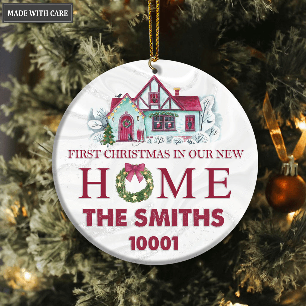 Vintage House First Christmas In Our New Home Personalized Ornament