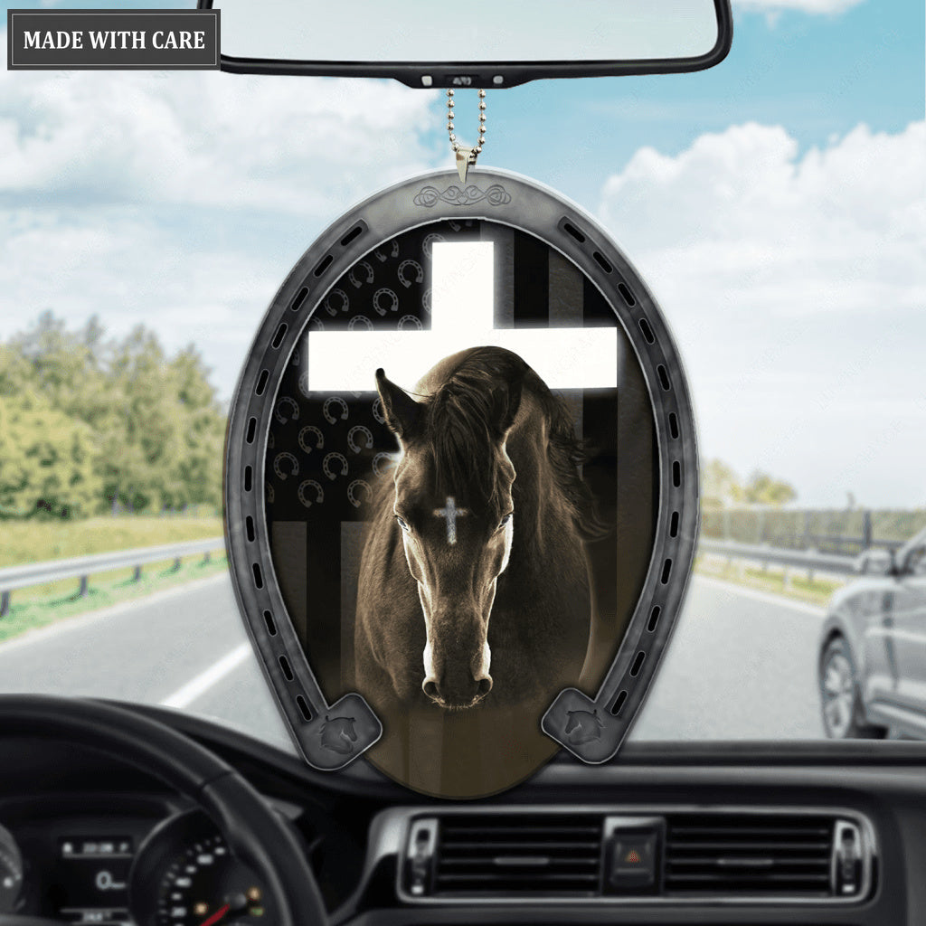 Cross And Black Horse Ornament