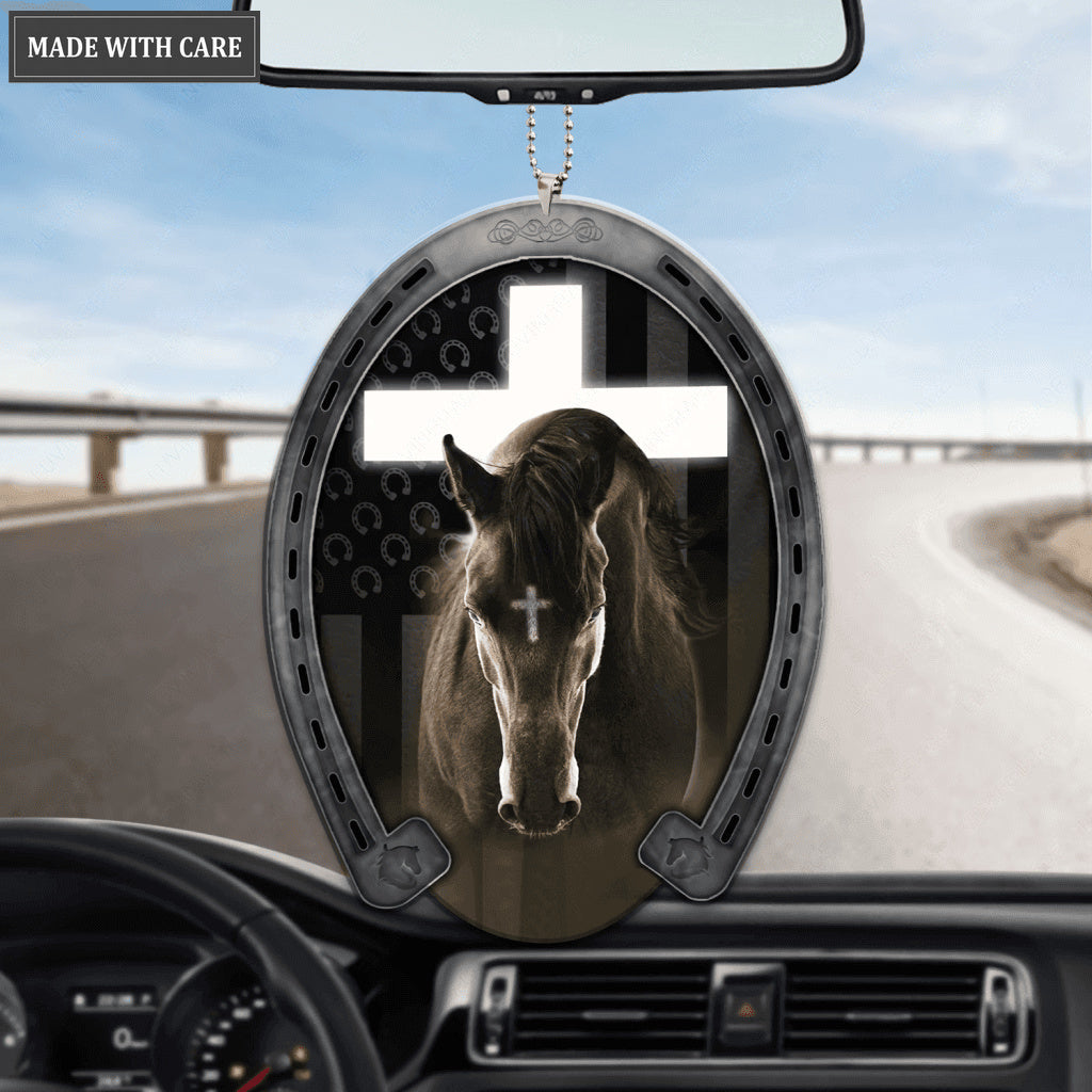 Cross And Black Horse Ornament