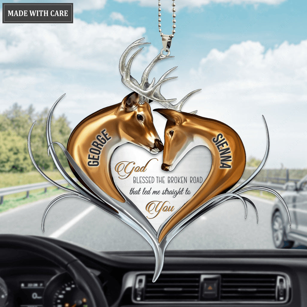 Personalized God Blessed Deer Heart Ornament