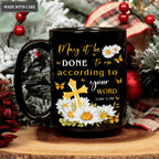 Butterfly Daisy Golden Cross May It Be Done To Me Black Mug