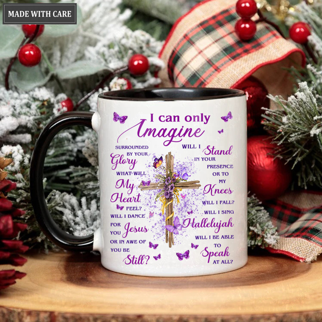 Purple Flower Wooden Cross Surrounded By Your Glory Mug