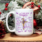 Purple Flower Wooden Cross Surrounded By Your Glory Mug