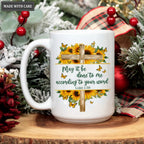 Sunflower Butterfly And Cross May It Be Done To Me Mug