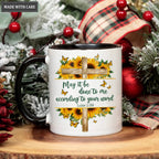 Sunflower Butterfly And Cross May It Be Done To Me Mug