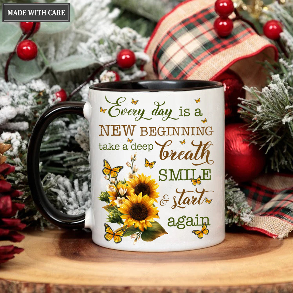 Sunlower Butterfly Every Day Is A New Beginning Mug