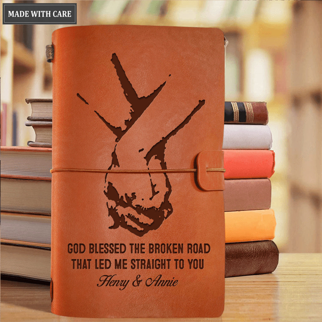 God Blessed The Broken Road Personalized Vintage Journal