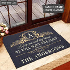 Collection Of Elegant Navy Family Home Personalized Doormat