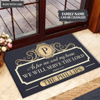 Collection Of Elegant Navy Family Home Personalized Doormat