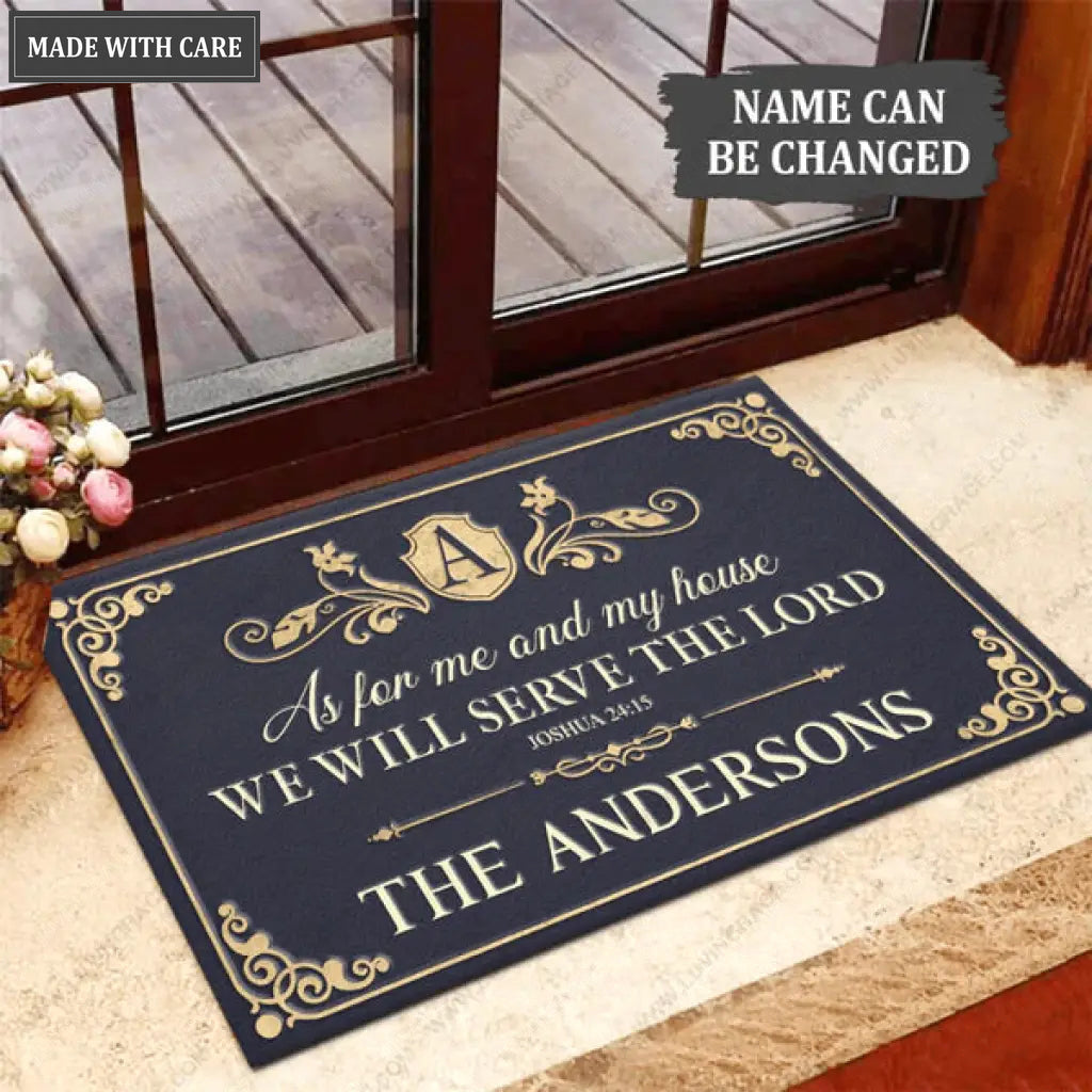 Collection Of Elegant Navy Family Home Personalized Doormat