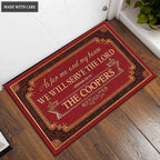 Elegant Red Serve The Lord Personalized Doormat