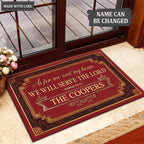 Elegant Red Serve The Lord Personalized Doormat