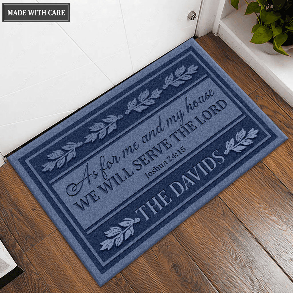 Personalized Family Home Serve The Lord Rectangular Doormat