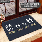 Elegant Custom Footprint Family & Pet Name Navy Doormat
