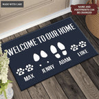 Elegant Navy Welcome To Our Home Custom Footprint Doormat