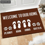 Elegant Navy Welcome To Our Home Custom Footprint Doormat