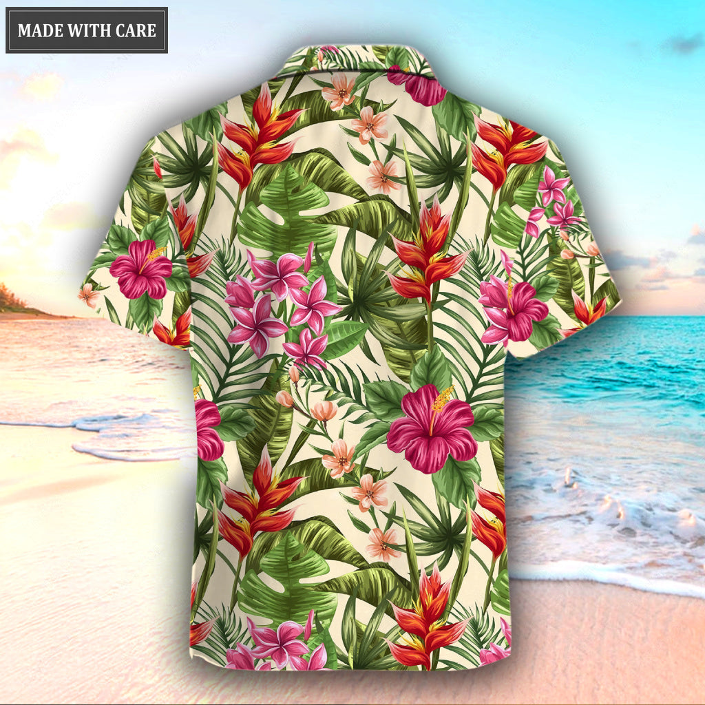 Floral Seamless Pattern With Plumeria And Hibiscus Hawaiian Shirt