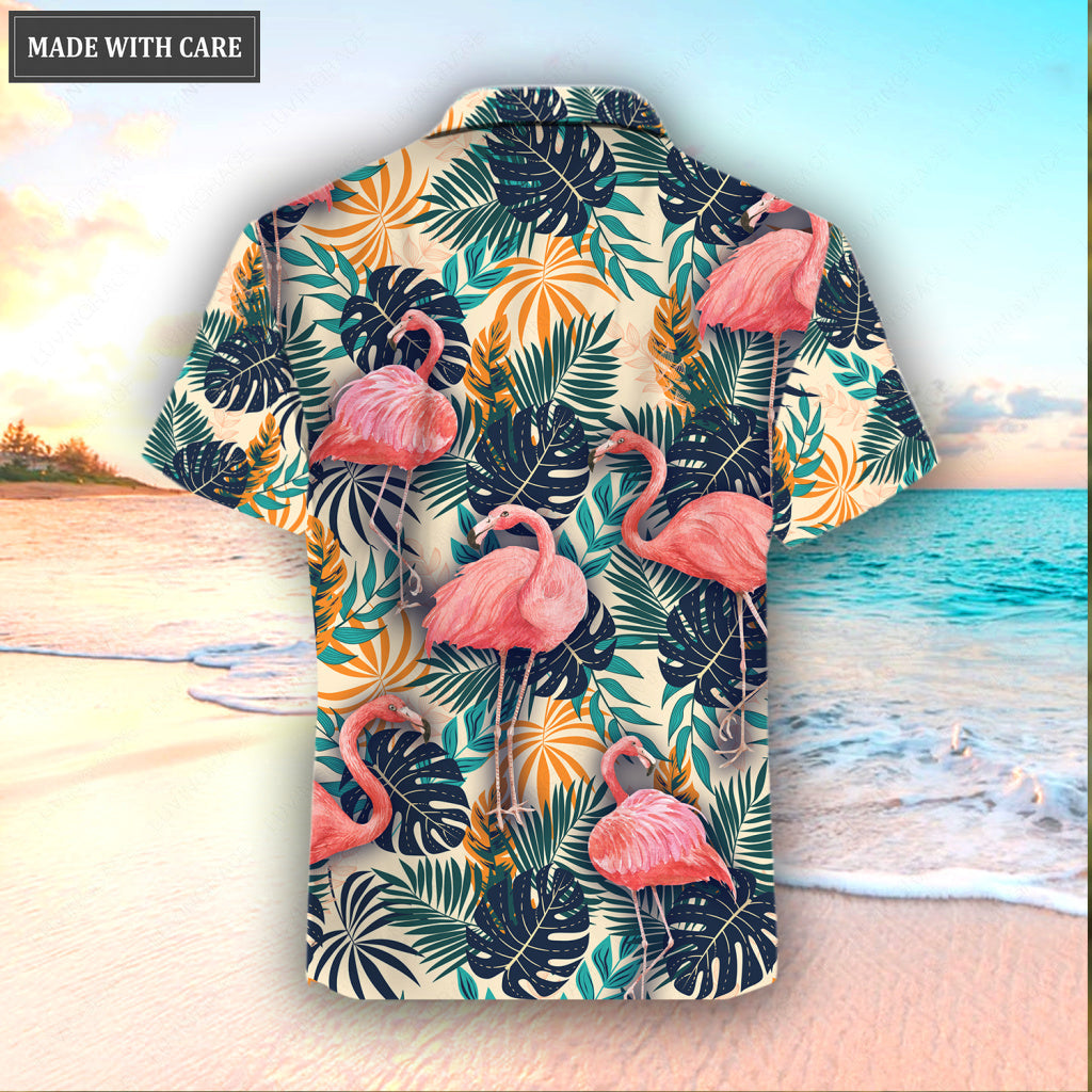 Tropical Floral Flamingo Art Hawaiian Shirt