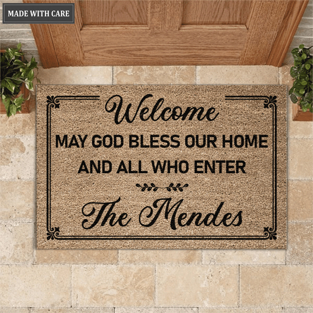 Personalized May God Bless Our Home Doormat