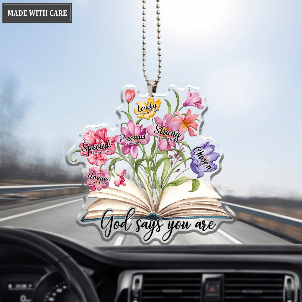 Floral Book God Says You Are Strong Ornament