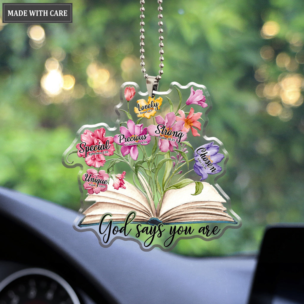 Floral Book God Says You Are Strong Ornament