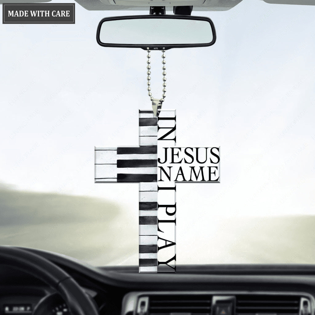 In Jesus Name Piano Cross Ornament