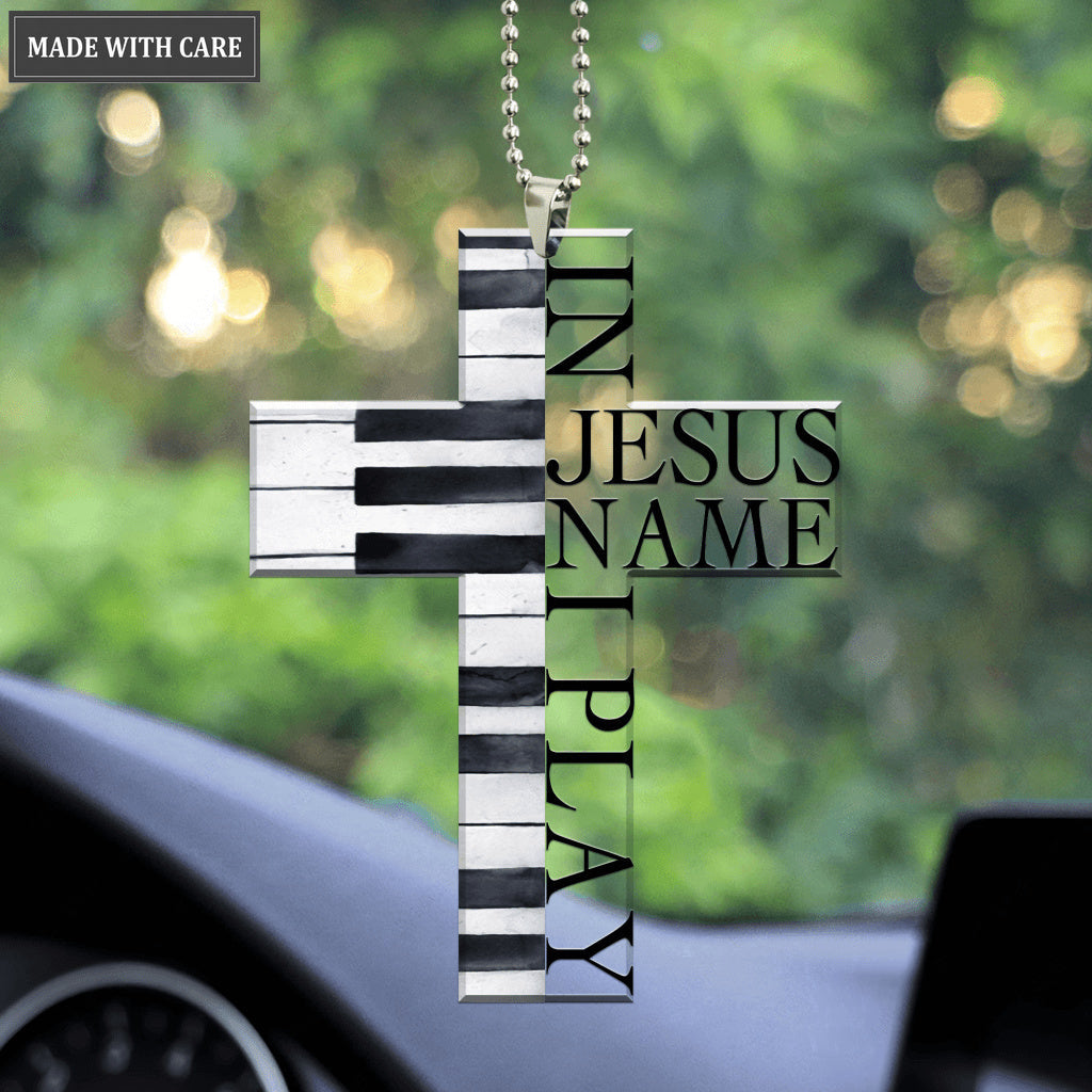 In Jesus Name Piano Cross Ornament