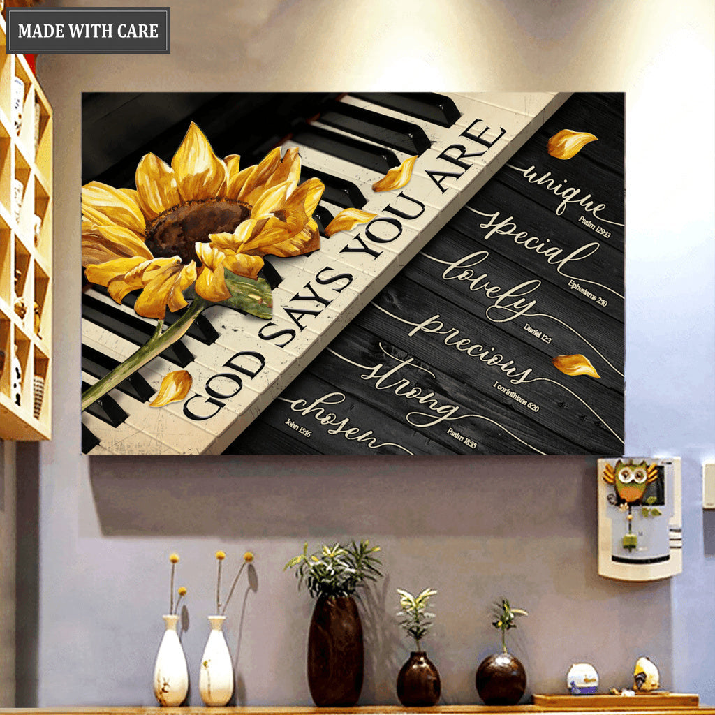 Piano With Sunflower God Says You Are Wall Art