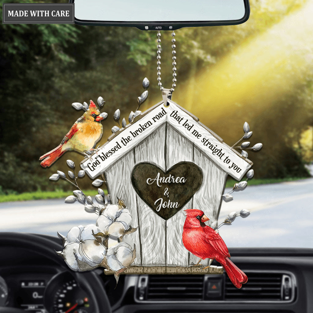 Personalized Wood Nest Blessed The Broken Road Ornament