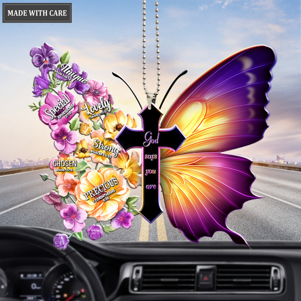 Pansies Butterfly God Says You Are Ornament