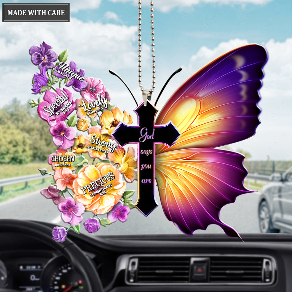 Pansies Butterfly God Says You Are Ornament