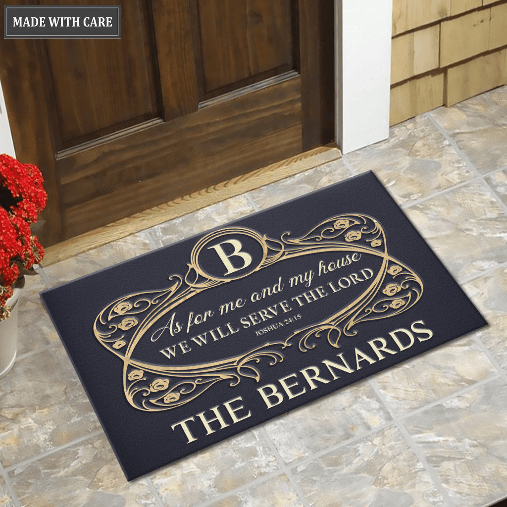 Personalized Monogram Border Serve The Lord Doormat