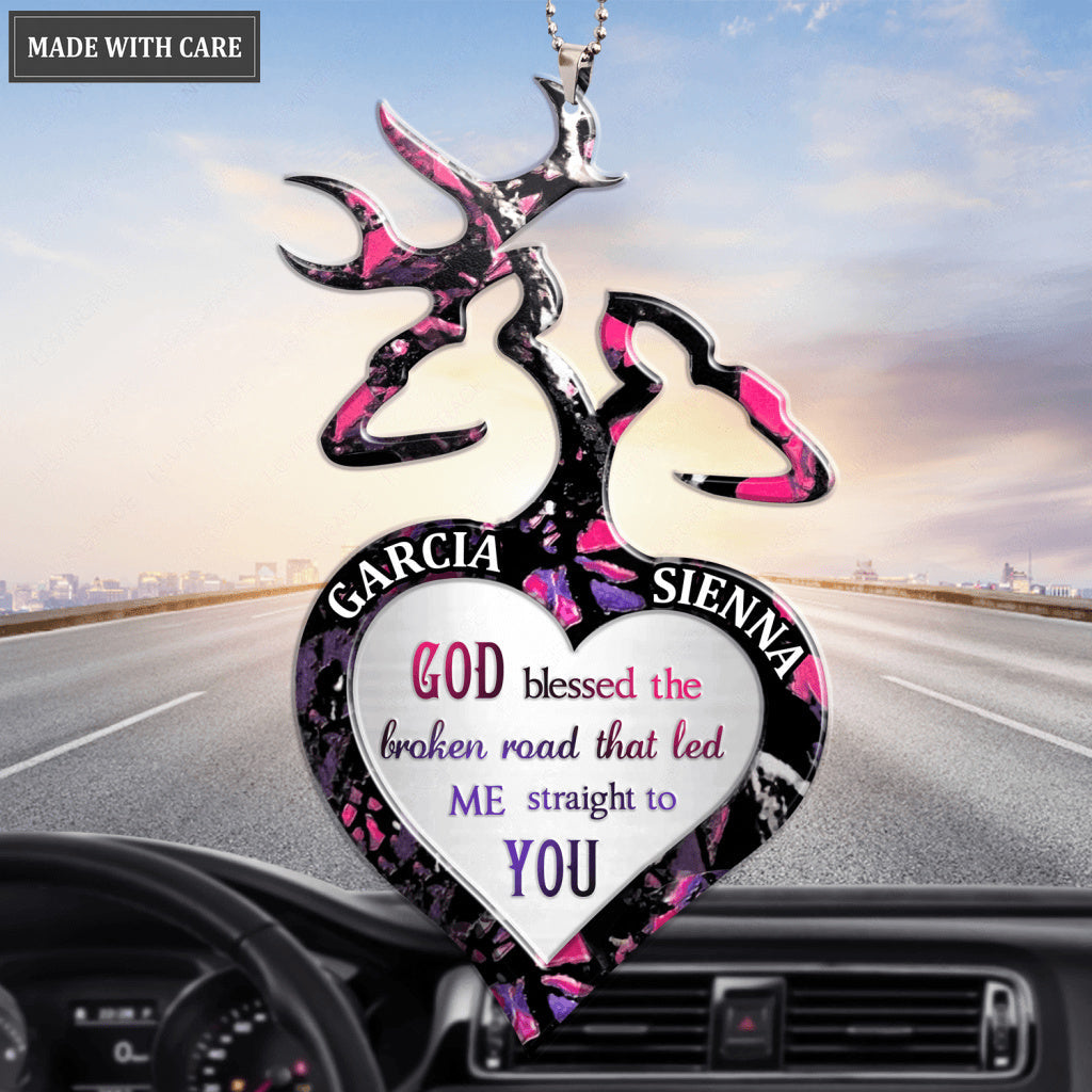 Pink Camo Buck And Doe God Blessed Personalized Ornament