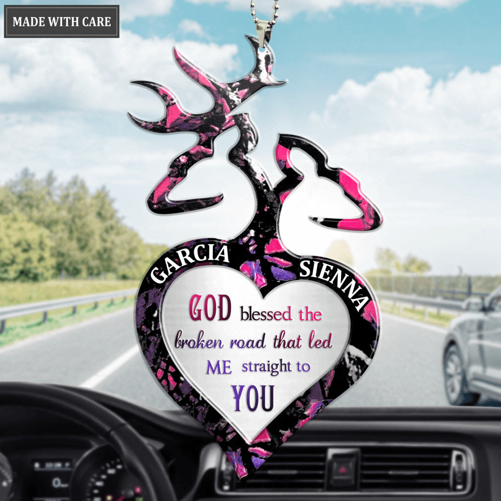 Pink Camo Buck And Doe God Blessed Personalized Ornament