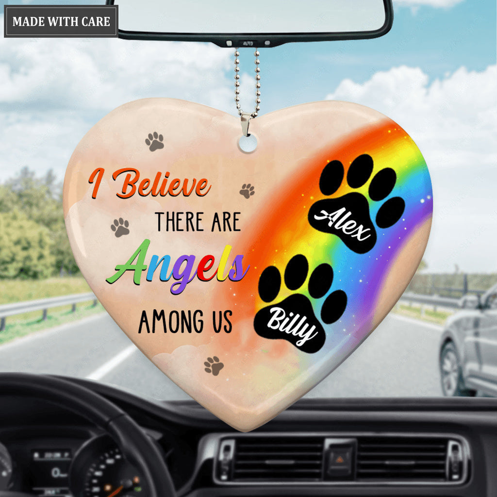 Rainbow Dog Angels Among Us Memorial Personalized Heart Ornament