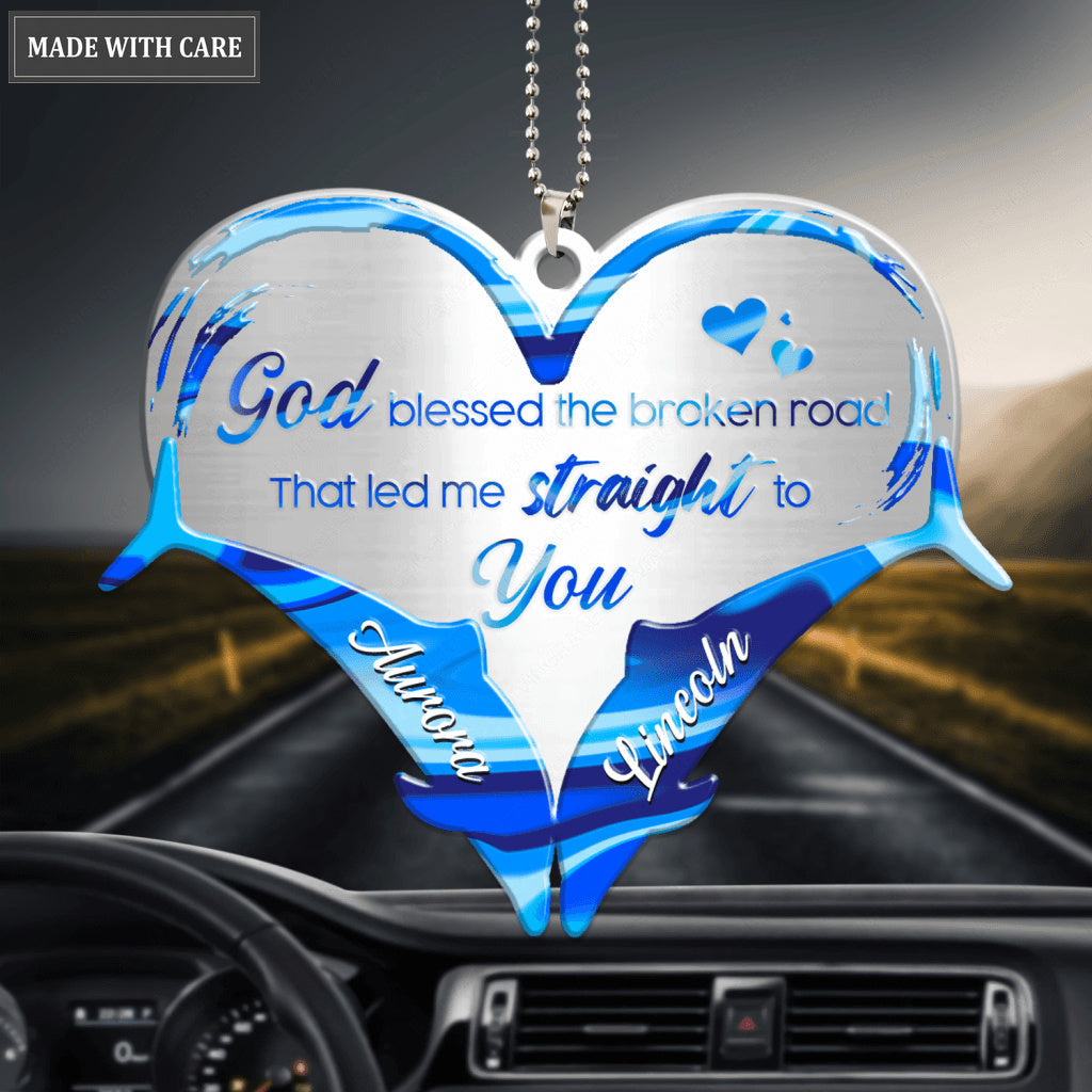 Two Dolphins Heart God Blessed Personalized Ornament