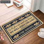 Personalized Gold Navy Serve The Lord Elegant Family Home Doormat