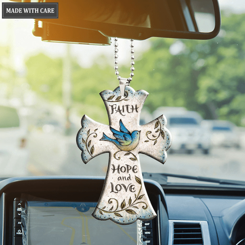 Dove Faith Hope Love Old Cross Ornament