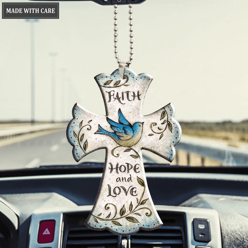 Dove Faith Hope Love Old Cross Ornament