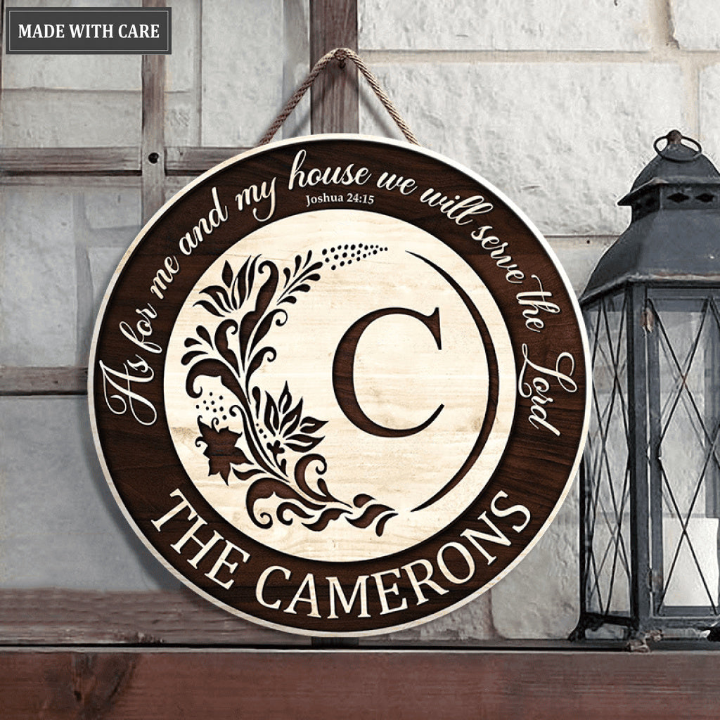 Floral Personalized Family Name Circle Sign