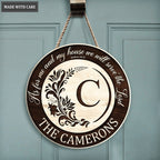 Floral Personalized Family Name Circle Sign