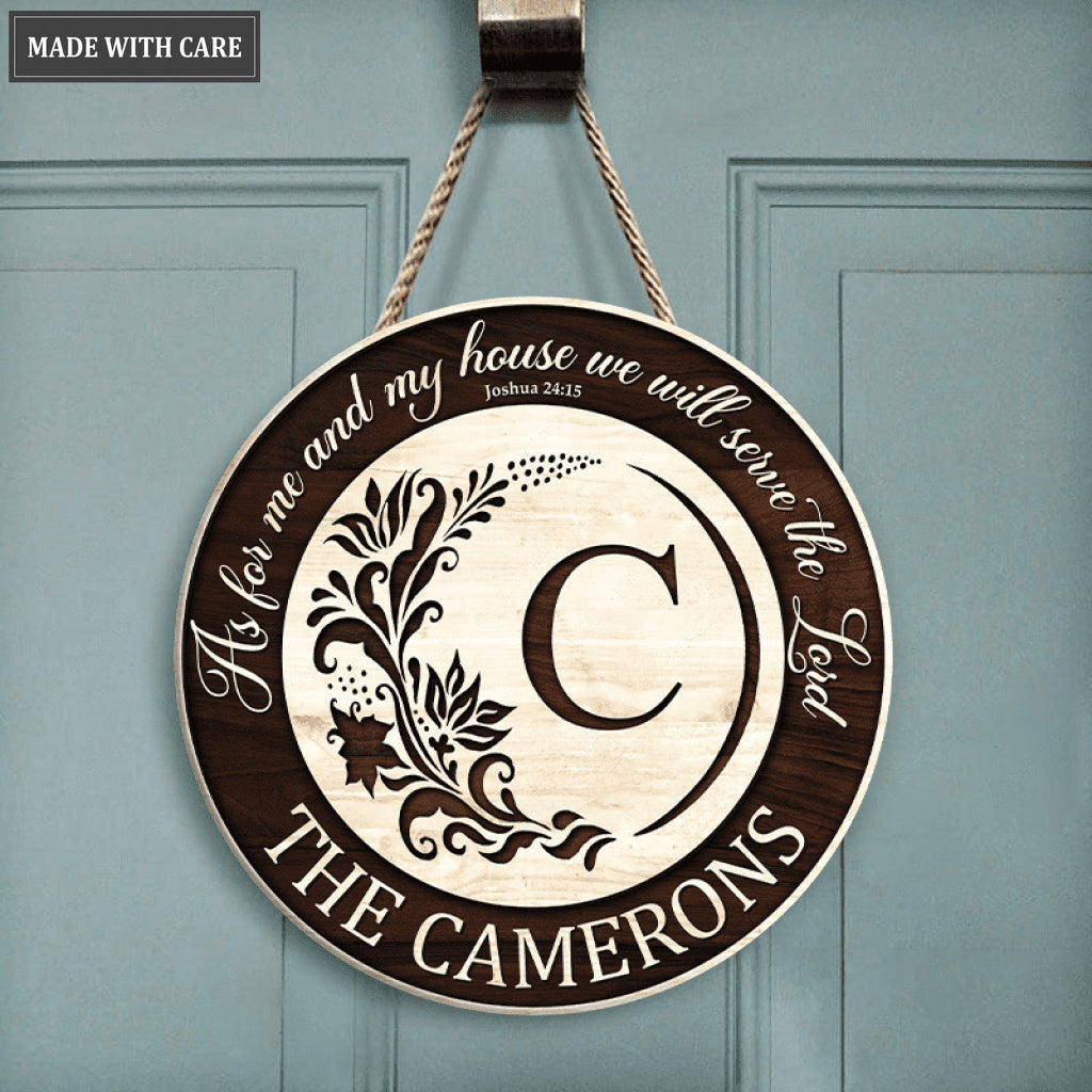 Floral Personalized Family Name Circle Sign