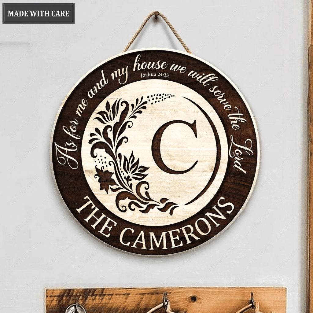 Floral Personalized Family Name Circle Sign