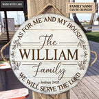Personalized Round Family White Sign