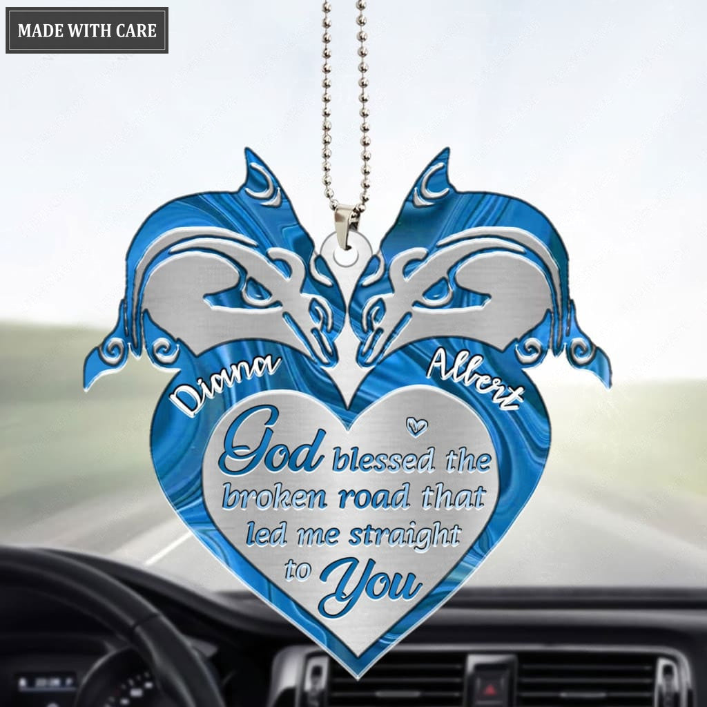 Lunvingrace M19 Dolphin Couple God Blessed Personalized Ornament