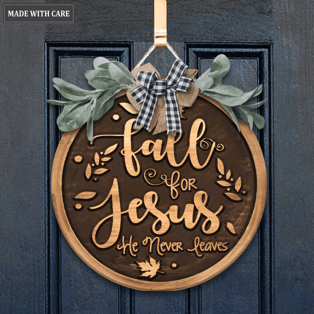 Fall for Jesus Door Hanger Round Sign