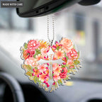 Floral Heart Faith Cross Ornament