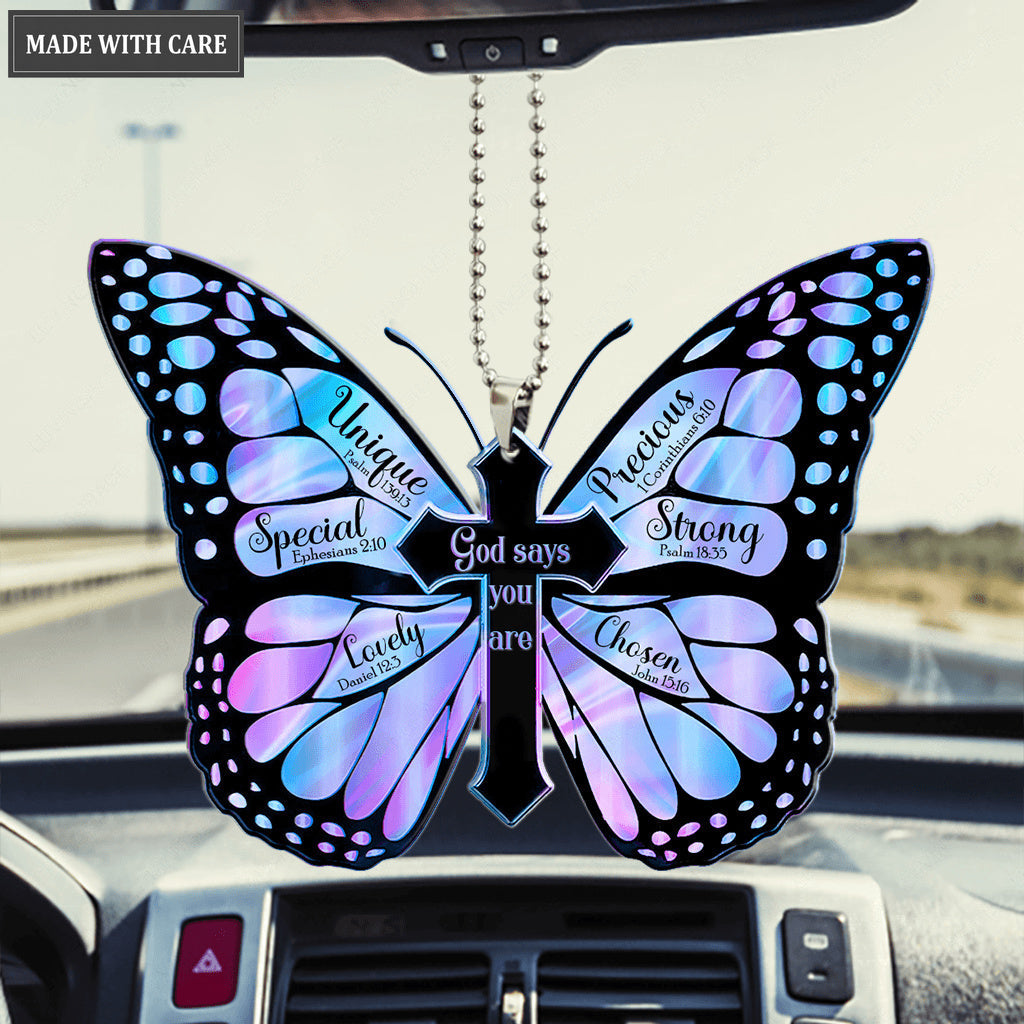 Hologram Butterfly God Says You Are Ornament